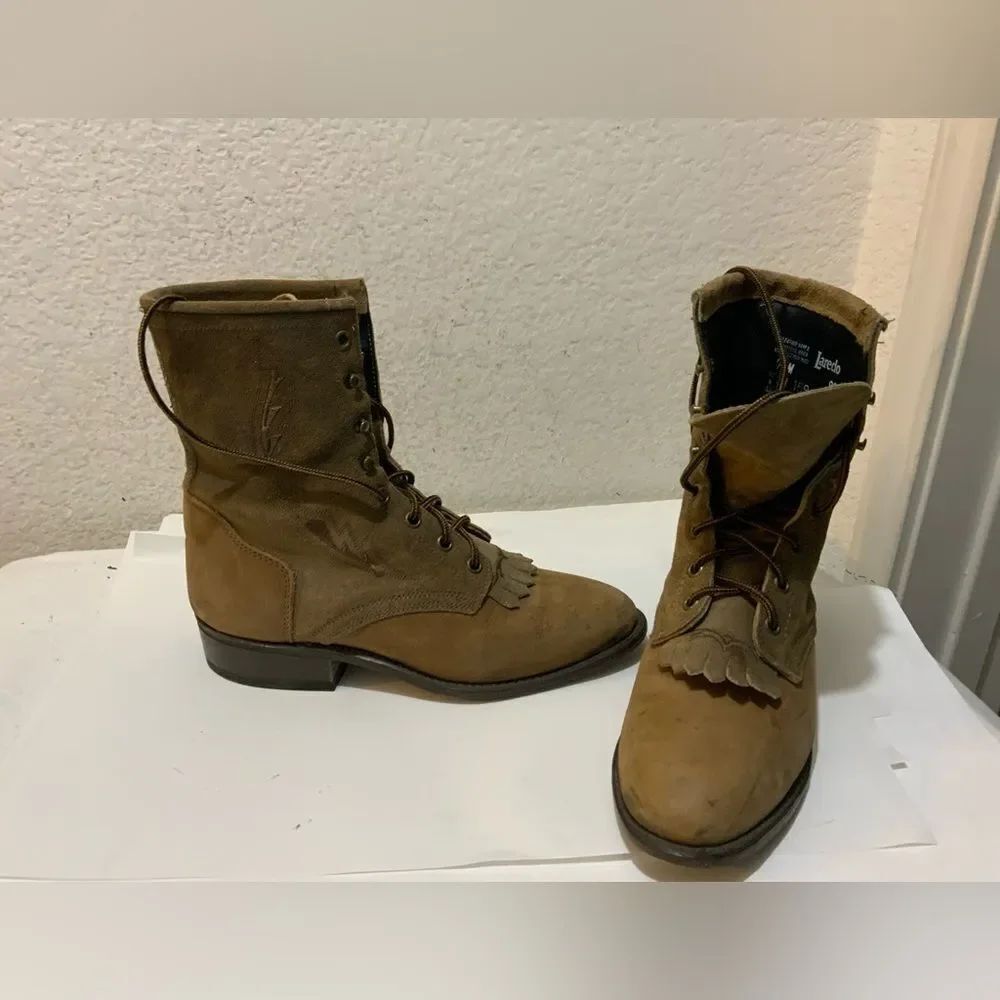Laredo Women's Roper Brown LeatherโSuede Lace Up Wester Boot Size US 7.5